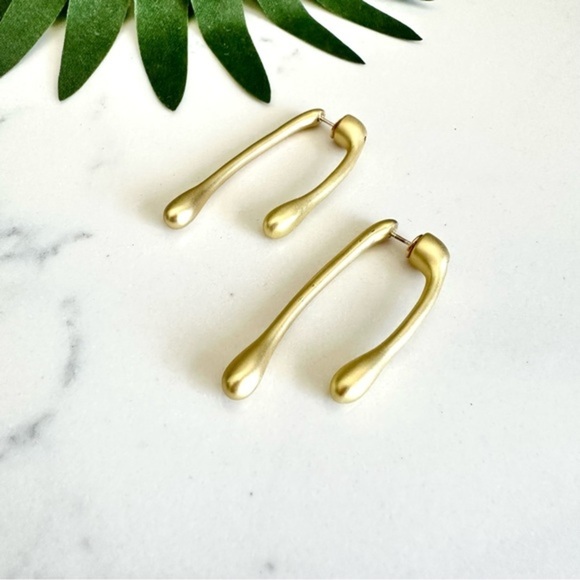 2/$30🌵 Drippy Gold Earrings Double Sided Drip Melty Jewelry Trippy Boho NEW - Picture 8 of 9